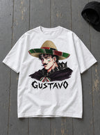 Gustavo – White Tee – flat-lay | Meme Tees