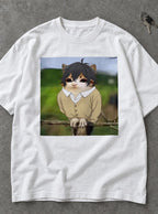 HoriMeowls Miyamura – White Tee – flat-lay | Meme Tees