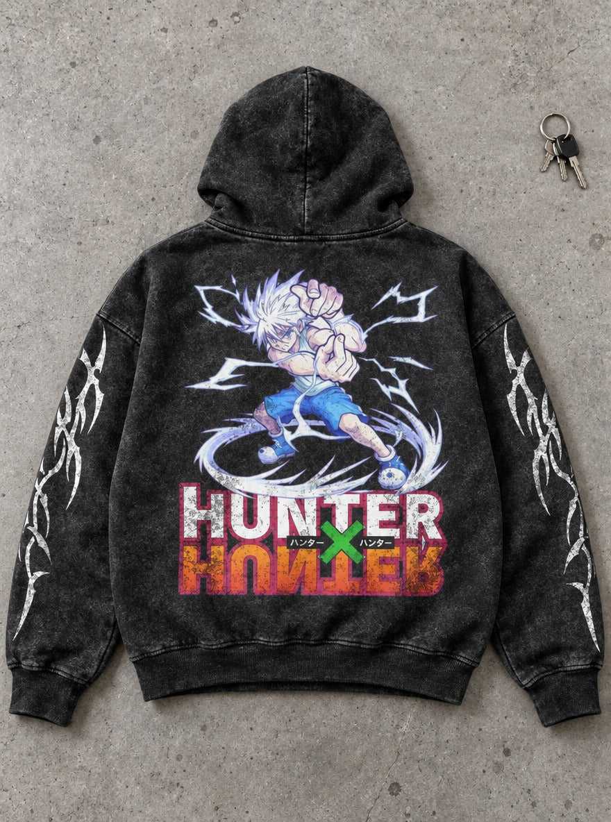 Killua Lightning Logo – Hoodie – flat-lay | Hunter x Hunter