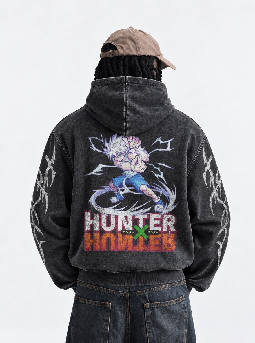 Killua Lightning Logo – Hoodie – model shot | Hunter x Hunter