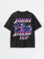 John's Average Trip – Black Acid Wash Tee – mockup | Meme Tees