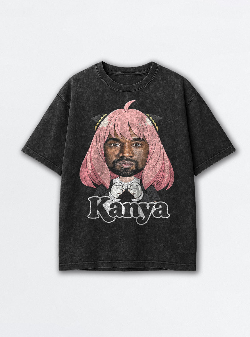 Kanya – Black Acid Wash Tee – mockup | Meme Tees