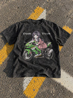 Kawaguri – Black Acid Wash Tee – flat-lay | Meme Tees