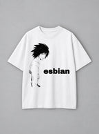 L Esbian – White Tee – mockup | Meme Tees