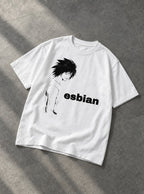 L Esbian – White Tee – flat-lay | Meme Tees