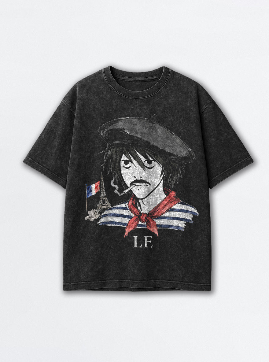 Le D Note – Black Acid Wash Tee – mockup | Meme Tees
