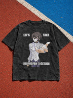 Let's Take Ibuprofen – Black Acid Wash Tee – flat-lay | Meme Tees