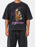 Levi Ackerman – Black Acid Wash Tee – model shot | Meme Tees