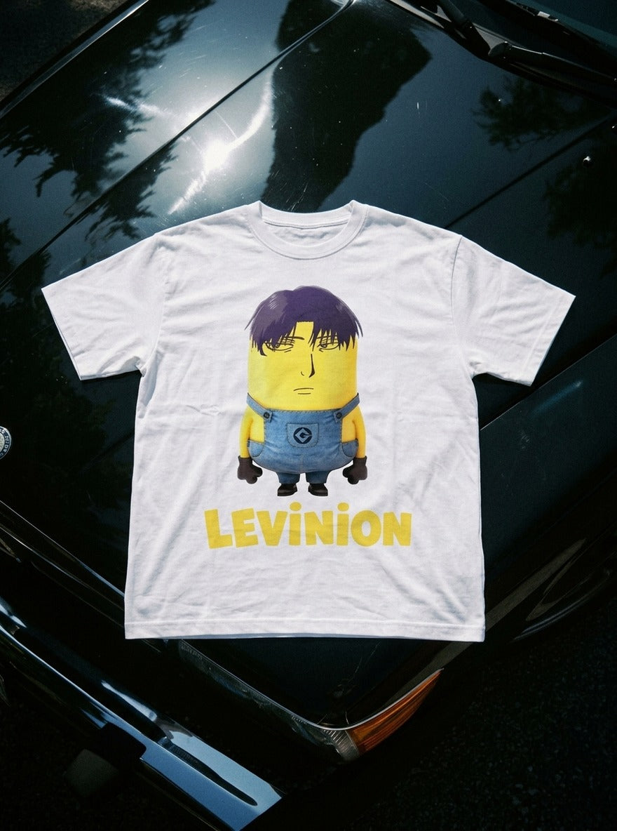 Levinion – White Tee – flat-lay | Meme Tees