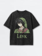 Link Lawliet – Black Acid Wash Tee – mockup | Meme Tees