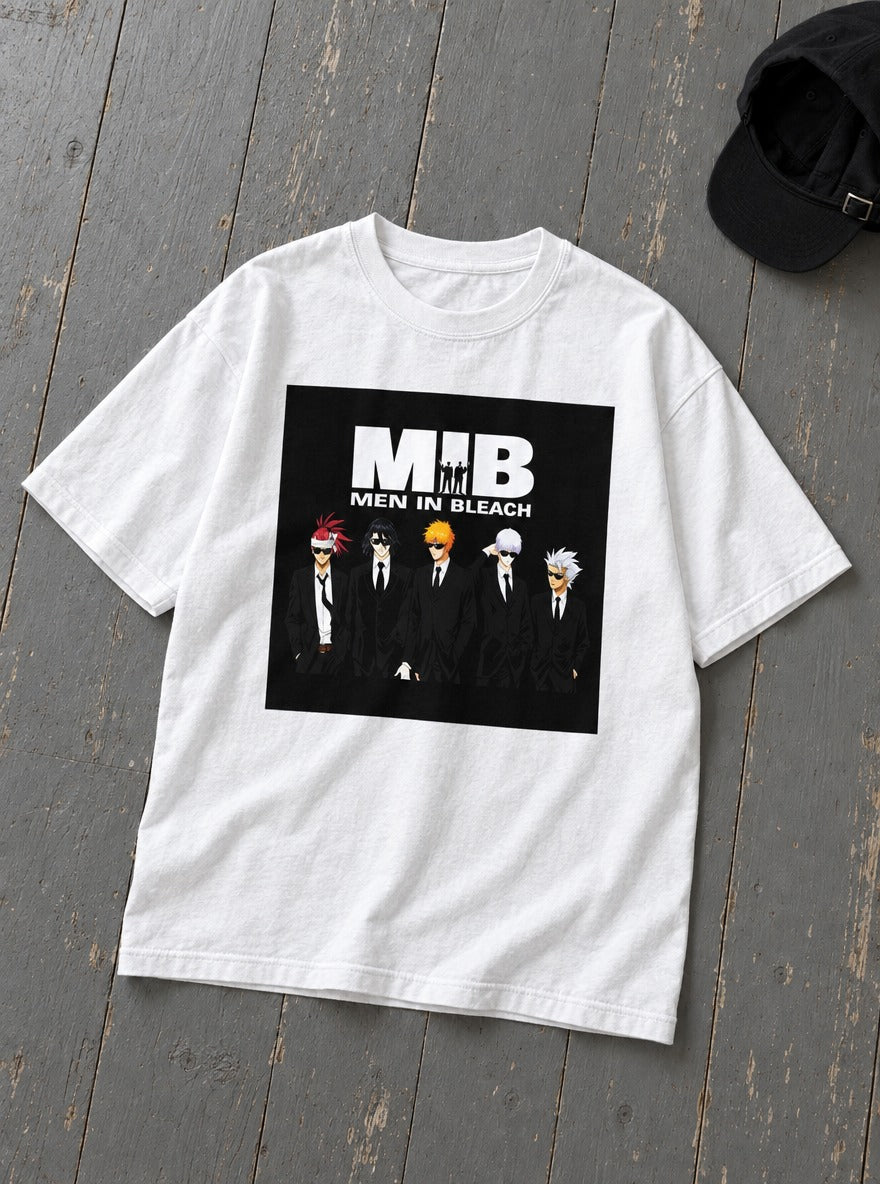 Men in Bleach – White Tee – flat-lay | Meme Tees