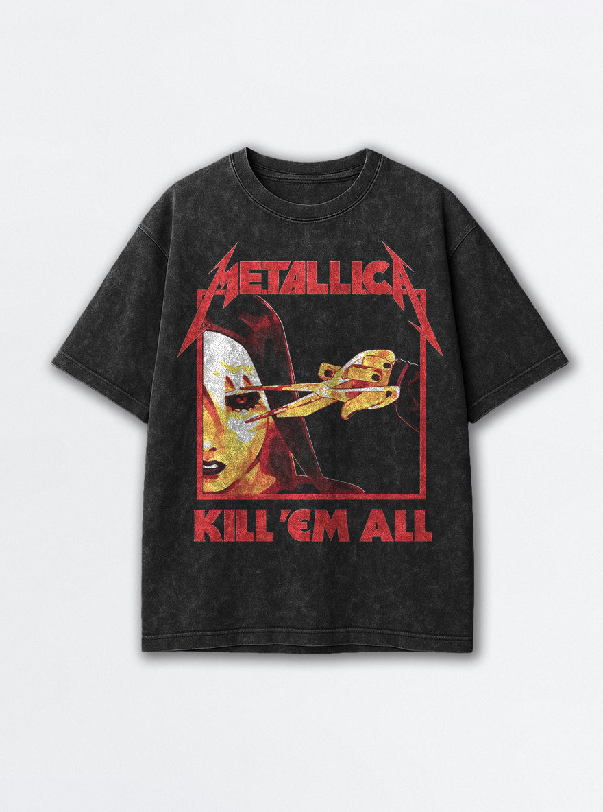 Metallica – Black Acid Wash Tee – mockup | Meme Tees