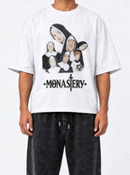 Monastery – White Tee – model shot | Meme Tees