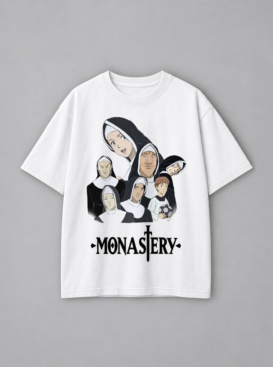 Monastery – White Tee – mockup | Meme Tees