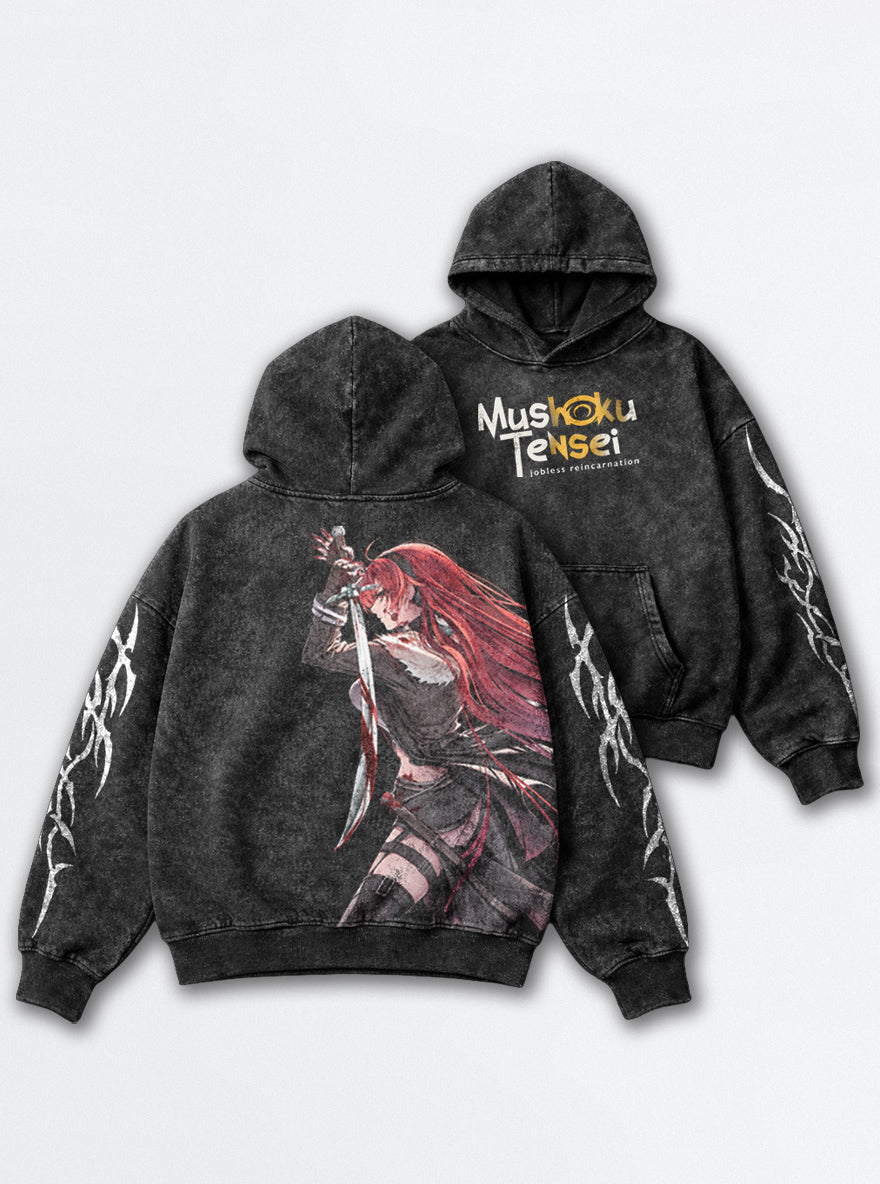 Scarlet Fury – Hoodie – mockup | Mushoku Tensei