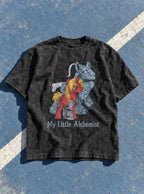 My Little Alchemist – Black Acid Wash Tee – flat-lay | Meme Tees