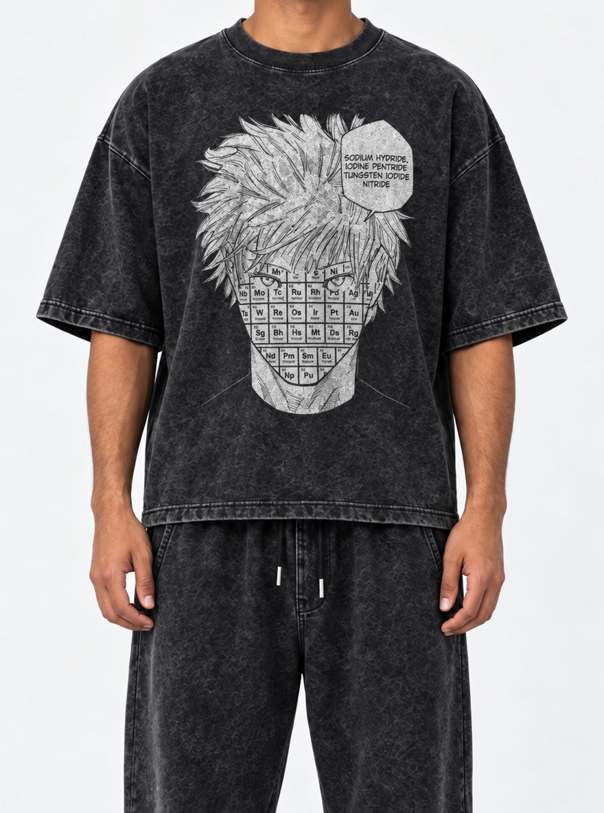 Nah I'd Win – Black Acid Wash Tee – model shot | Meme Tees