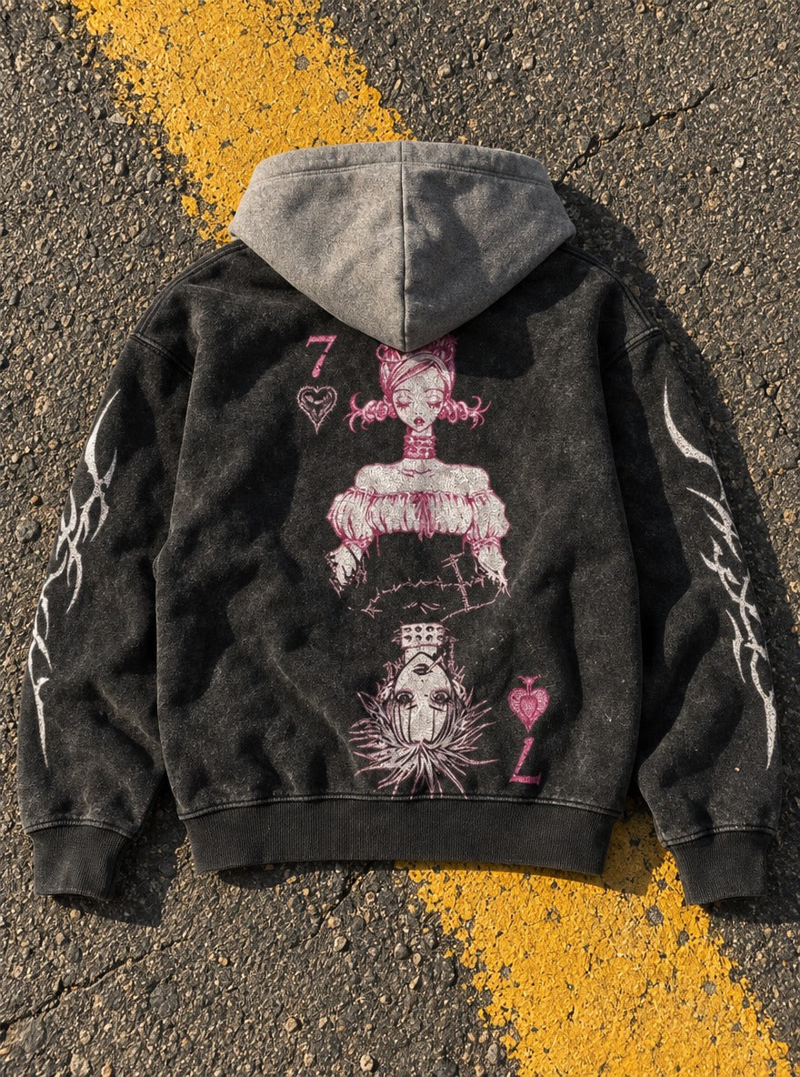 Mirrored Chains – Black & Grey Hoodie – flat-lay | Nana