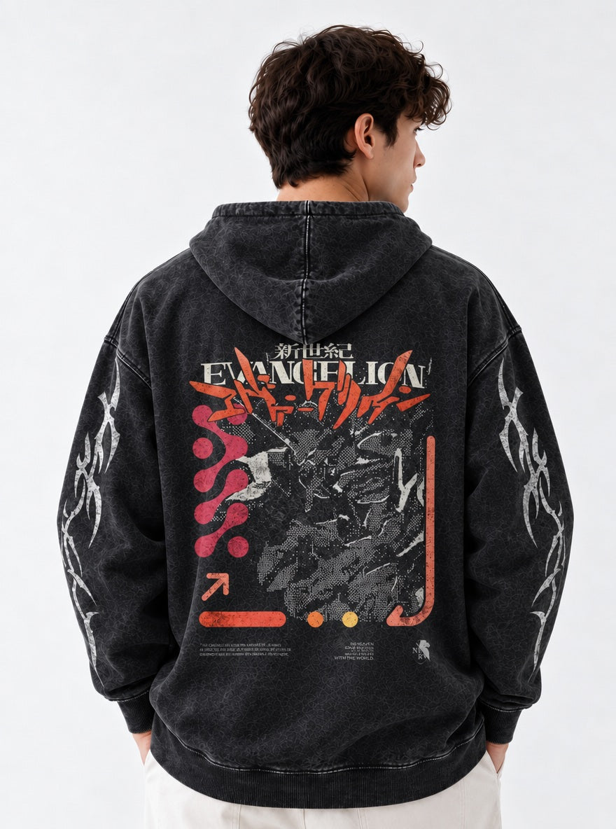 Nerv Motto – Hoodie – model shot | Neon Genesis Evangelion