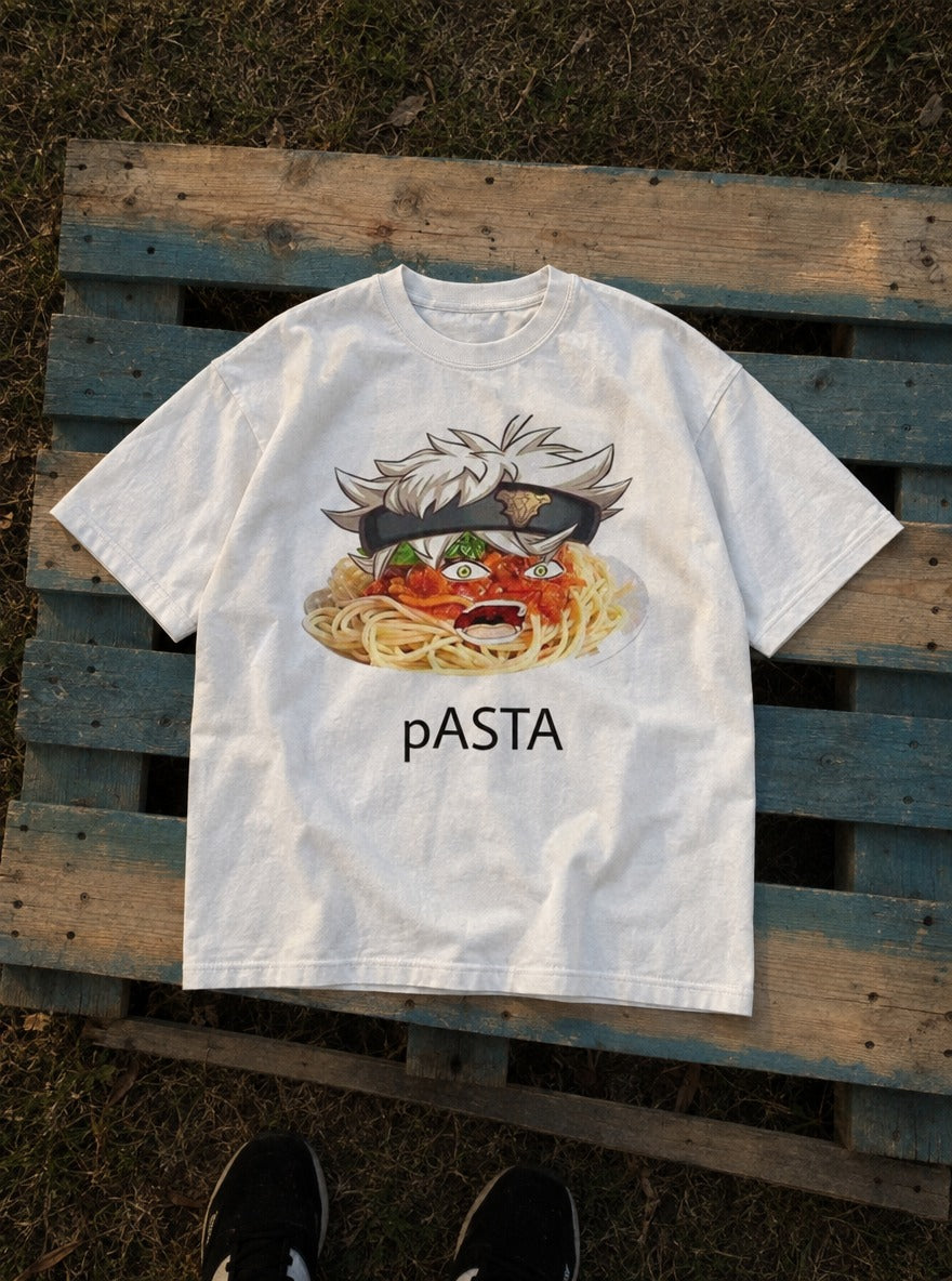Pasta – White Tee – flat-lay | Meme Tees