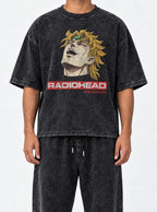 Radiohead – Black Acid Wash Tee – model shot | Meme Tees