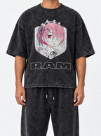 Ram – Black Acid Wash Tee – model shot | Meme Tees