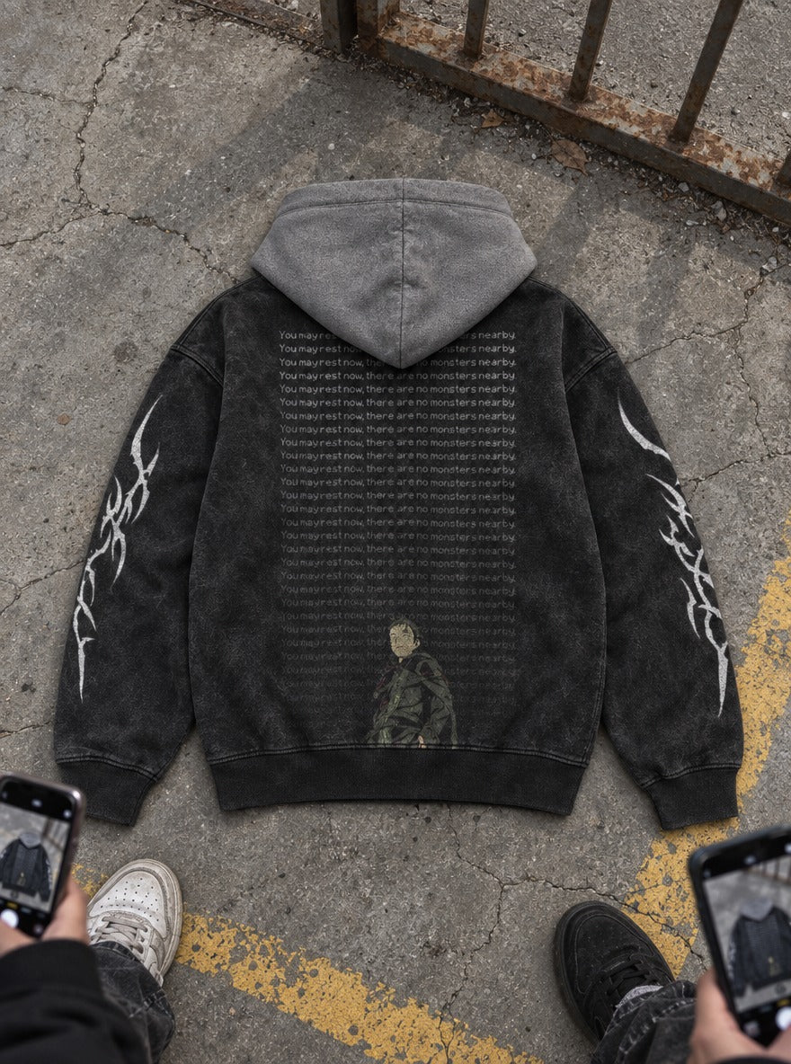 Shadow Swordsman – Black & Grey Hoodie – flat-lay | Re Zero