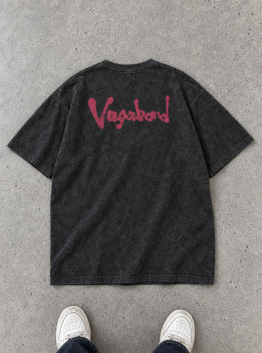 Red Brush Script – T-Shirt – flat-lay | Vagabond